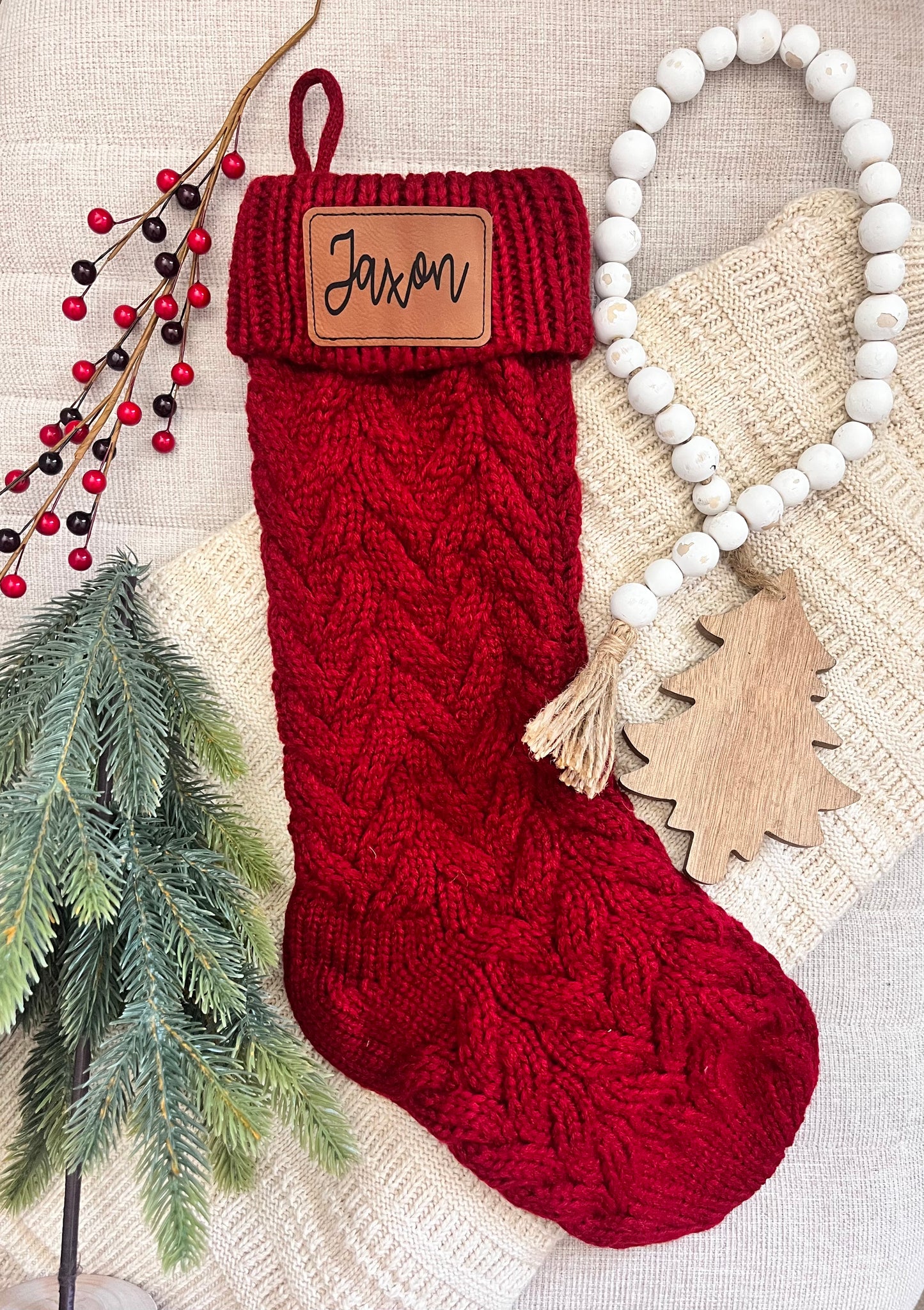 Christmas  stocking with engraved patch