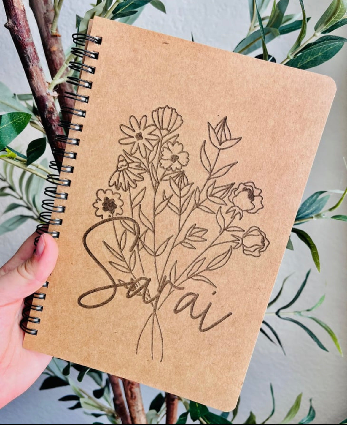 Engraved Personalized Notebook (Floral design)